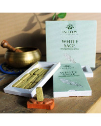 Kadilo, kvadri White Sage, beli žajbelj 15 kosov + podstavek