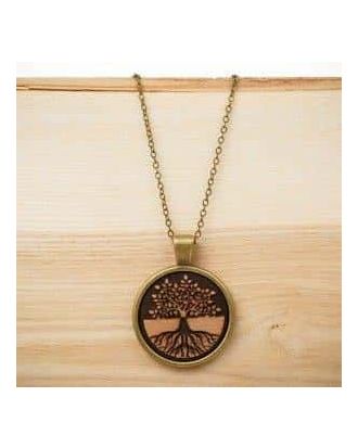 Ogrlica z lesenim medaljonom Drevo življenja 2