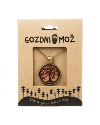 Ogrlica z lesenim medaljonom Drevo življenja