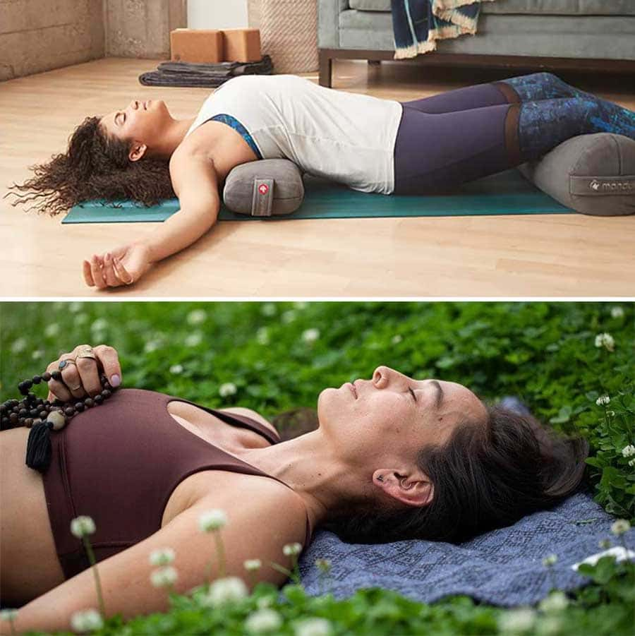 Položaj trupla (Savasana) - uporaba joga bolsterja